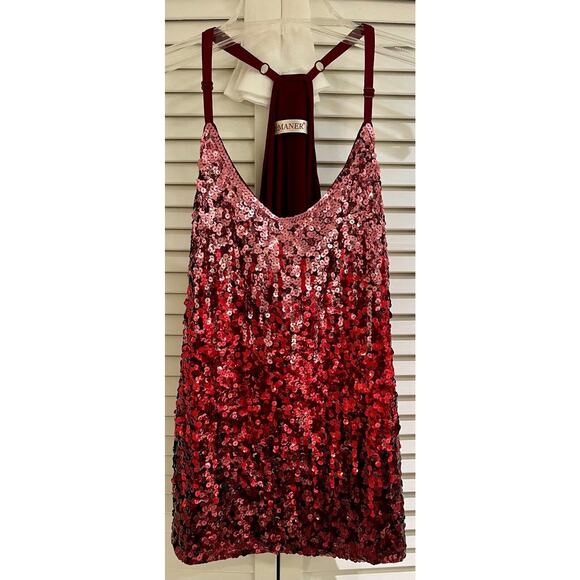 Maner Sequin Red Camisole Tank in Brilliant Red - A+ Condition- Stunning! - Picture 1 of 5